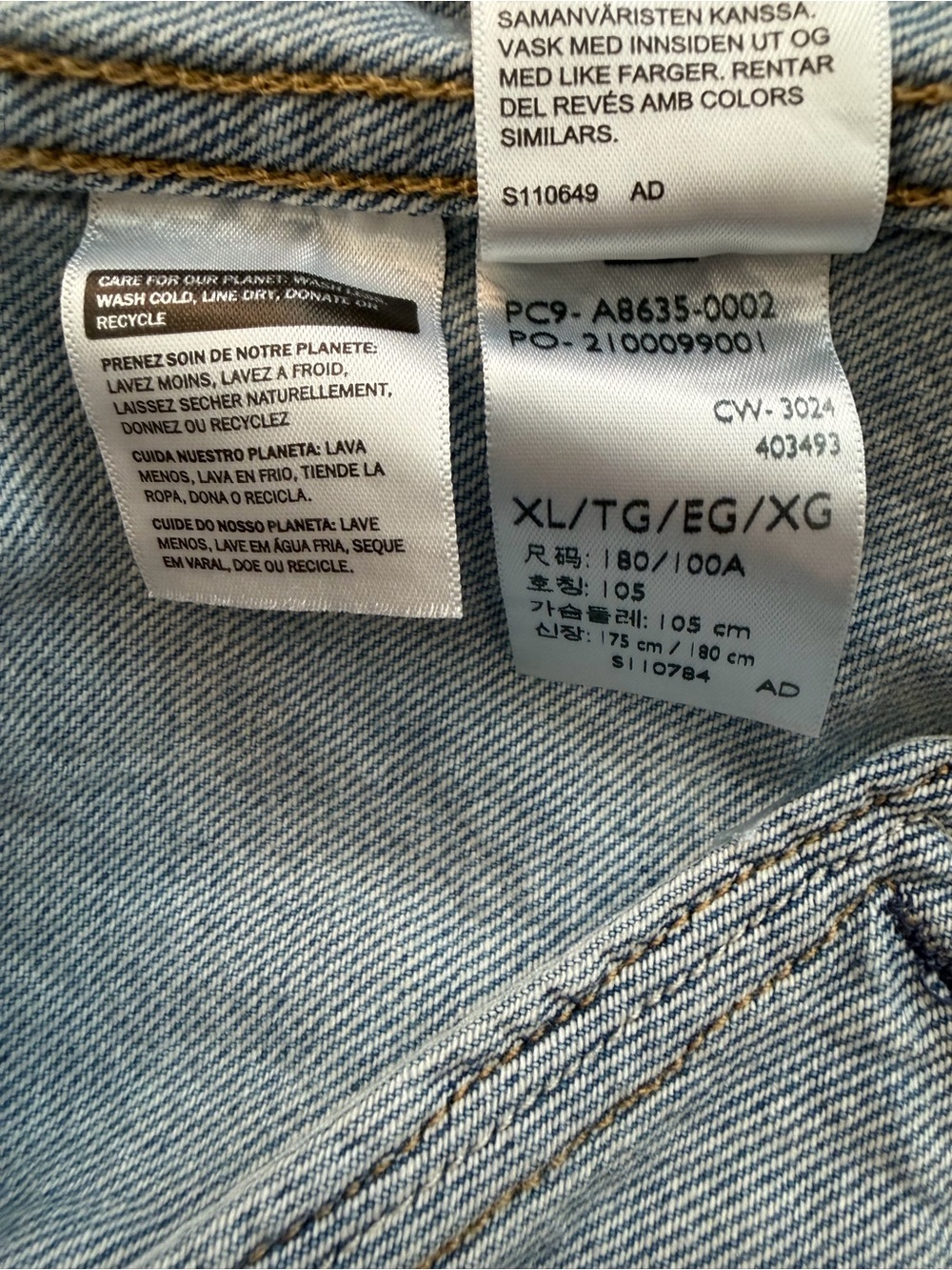 Levi’s Premium Relaxed Fit Light Blue Denim Zip-Front Jacket - Size XL - Picture 8 of 9